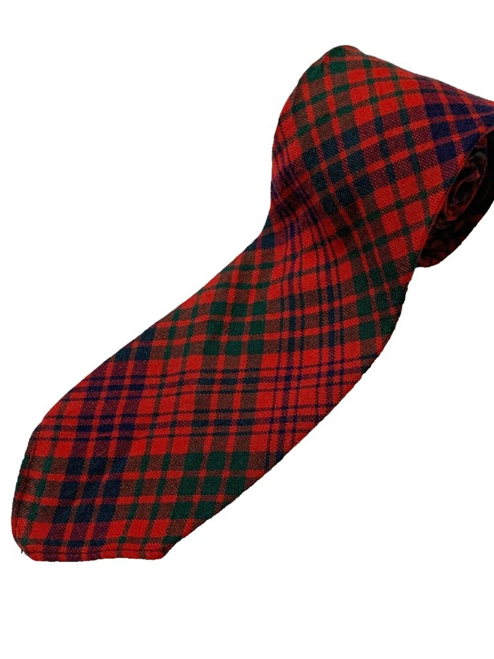 Lochcarron Scotland Clan Ross Tartan Tie 100% Wool Red Green Plaid Scottish